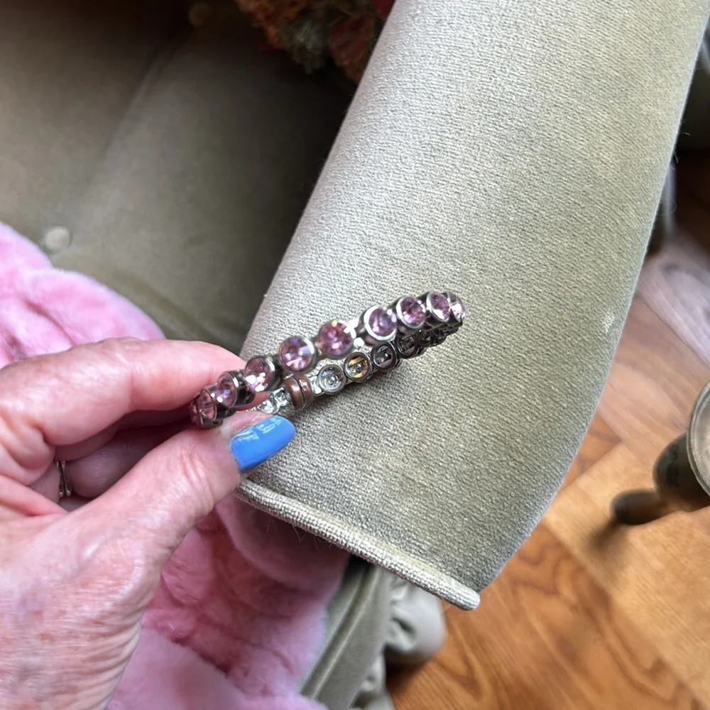 Pink Rhinestone Bracelet with Magnetic Clasp; Perfect Condition; Easy On and Off